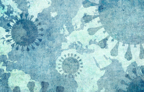 Blog Main Image - 2D Abstract Coronavirus World Blue Green