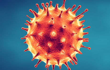Blog 3D Biological Coronavirus Orange Blue