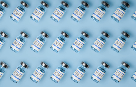 Blog 3D Vaccine Bottles Arranged Grid Blue