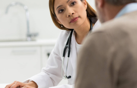 Blog Clinician Woman Talking Patient Man Senior 2