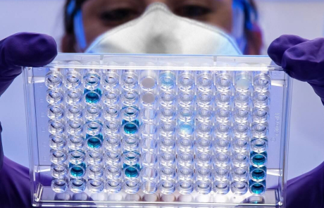 Blog Researcher Woman Examining Samples Blue
