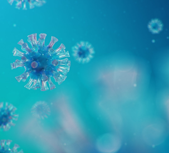 Blog Main Image - 3D Biological Coronavirus Blue Green