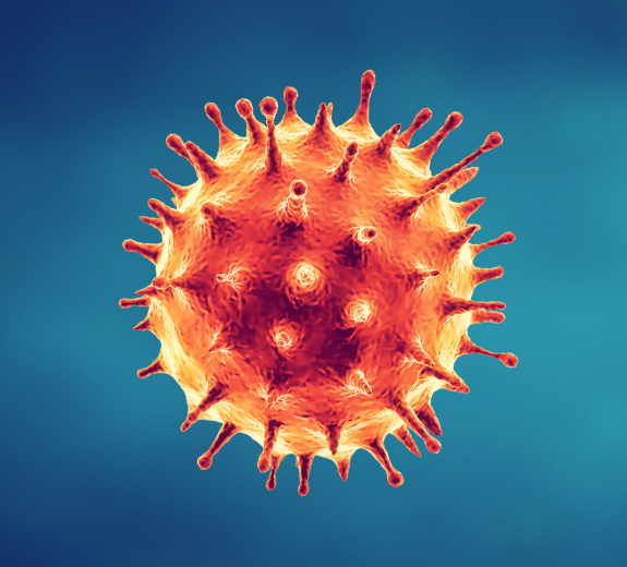 Blog Main Image - 3D Biological Coronavirus Orange Blue