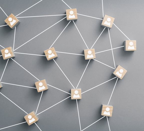 Blog 3D People Cubes Connected String Grey