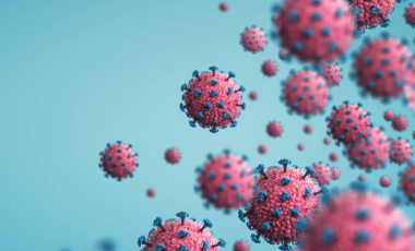 Blog 3D Biological COVID Particles Blue Red