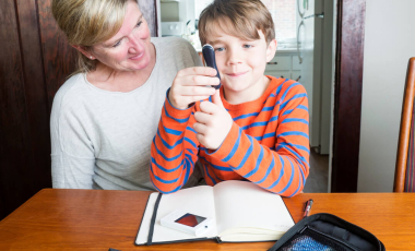 Blog T1D Diabetes Mother Son Testing