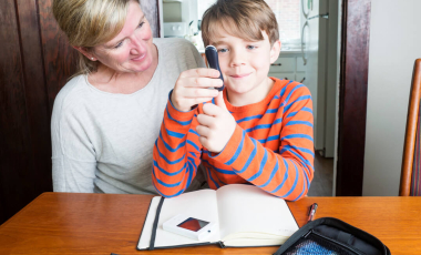 Blog T1D Diabetes Mother Son Testing