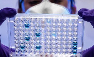 Blog Researcher Woman Examining Samples Blue