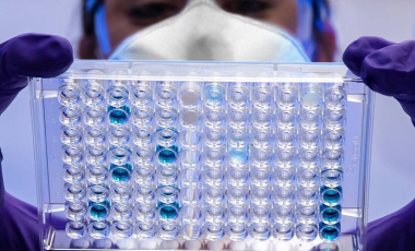 Blog Researcher Woman Examining Samples Blue